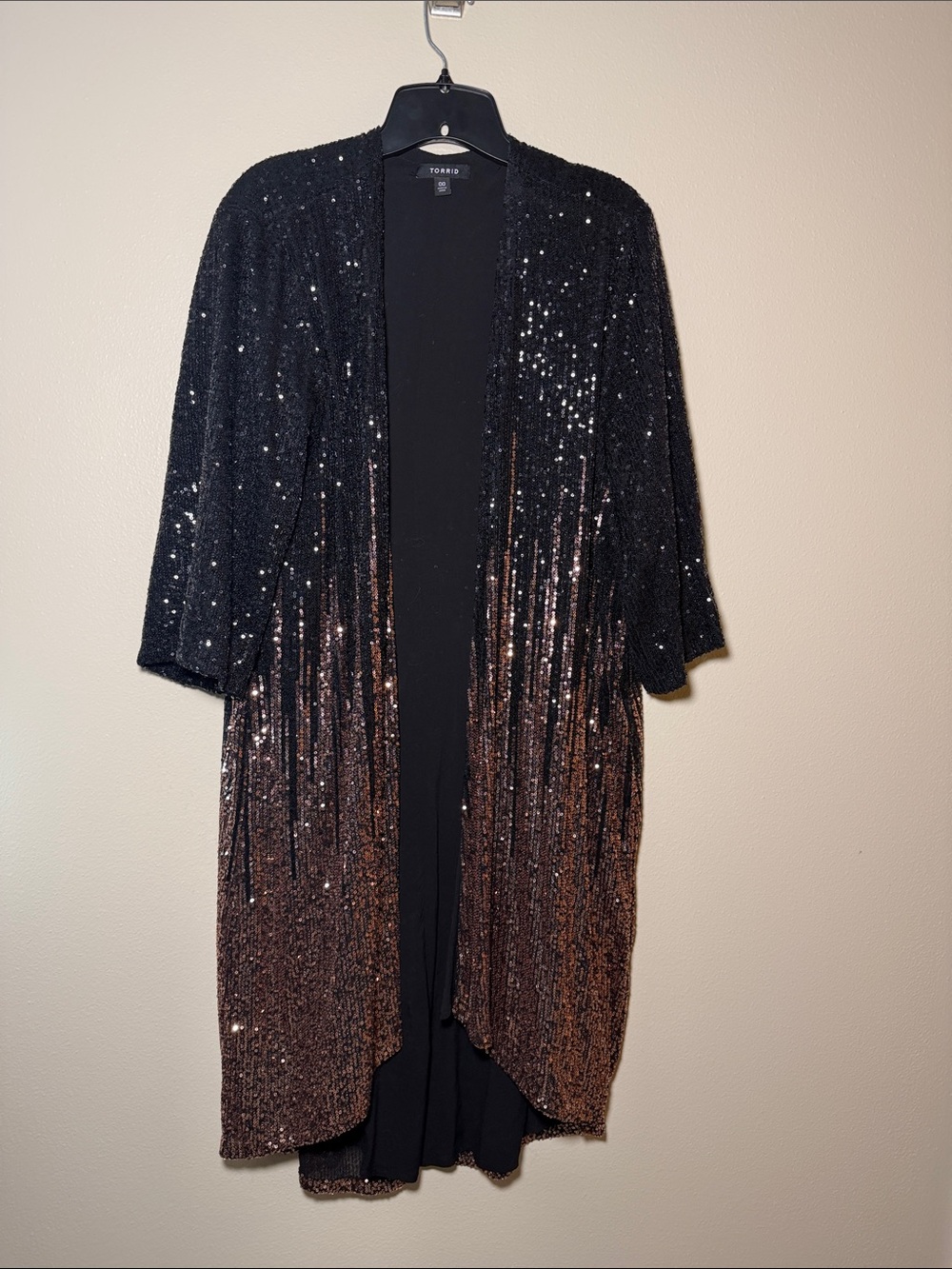 torrid Black to Bronze Sequin Ombre Duster Cardigan